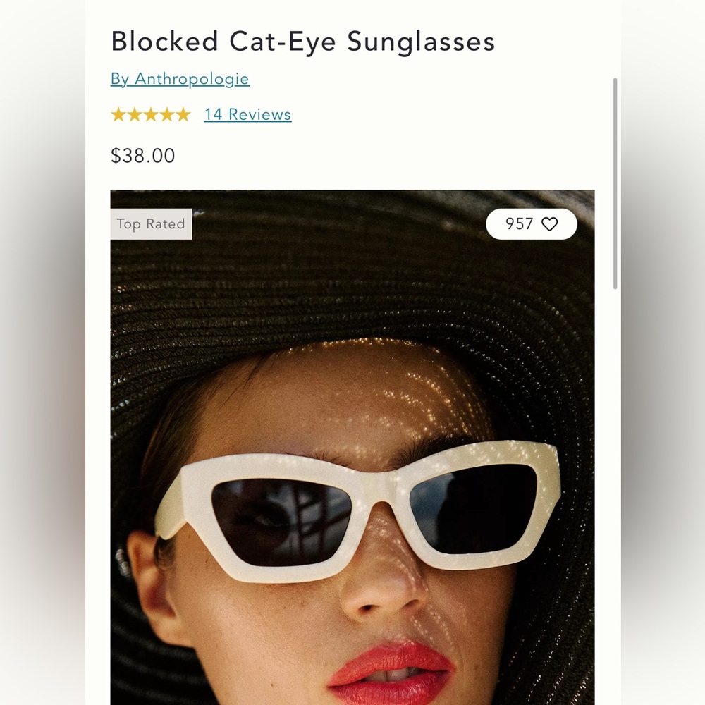 NWOT ANTHRO BLOCKED CAT EYE GLASSES WHITE